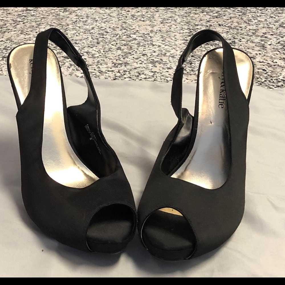 Sexy satin evening peep to slingback